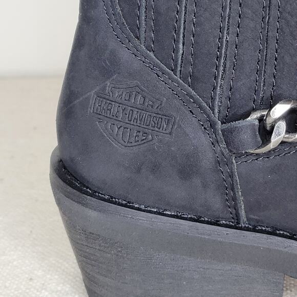 *NWT* HARLEY-DAVIDSON Korsen Chain Leather Ankle Boots Black Women's sz 6.5 - Picture 8 of 13